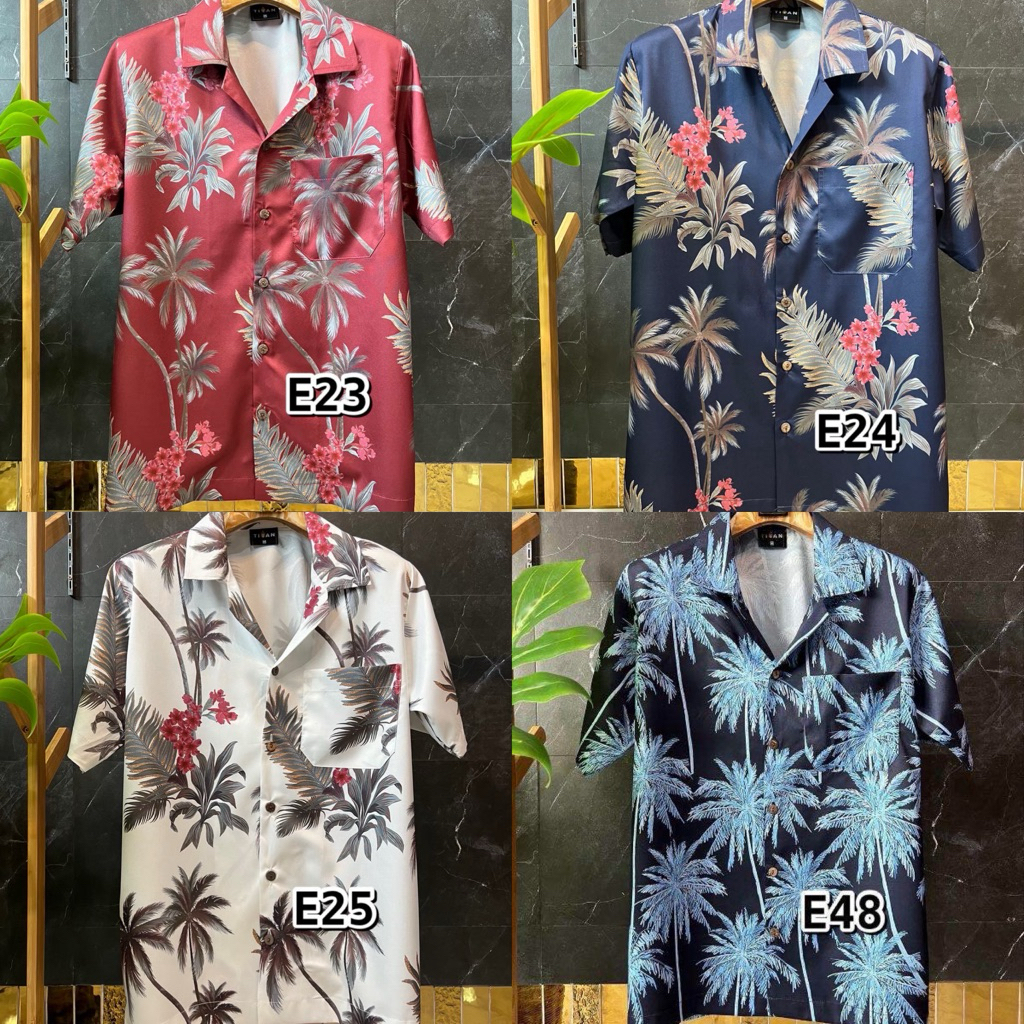 ลายมะพร้าว👕เสื้อเชิ้ต👕เสื้อฮาวาย👕ผ้าไหมอิตาลีไม่ยับไม่ร้อนไม่ต้องรีด👕แฟชั่นชาย👕แฟชั่นเกาหลี👕ร้านเสื้อผ้าผู้ชาย