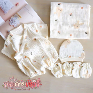 บอดี้สูทเตรียมคลอด7ชิ้น (บอดี้สูท+ห่อตัว+หมวกมือเท้า)ผ้านุ่ม ใส่สบาย ไม่ร้อน