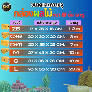 กล่องผลไม้ M [10ใบ] ความหนา 5 ชั้น