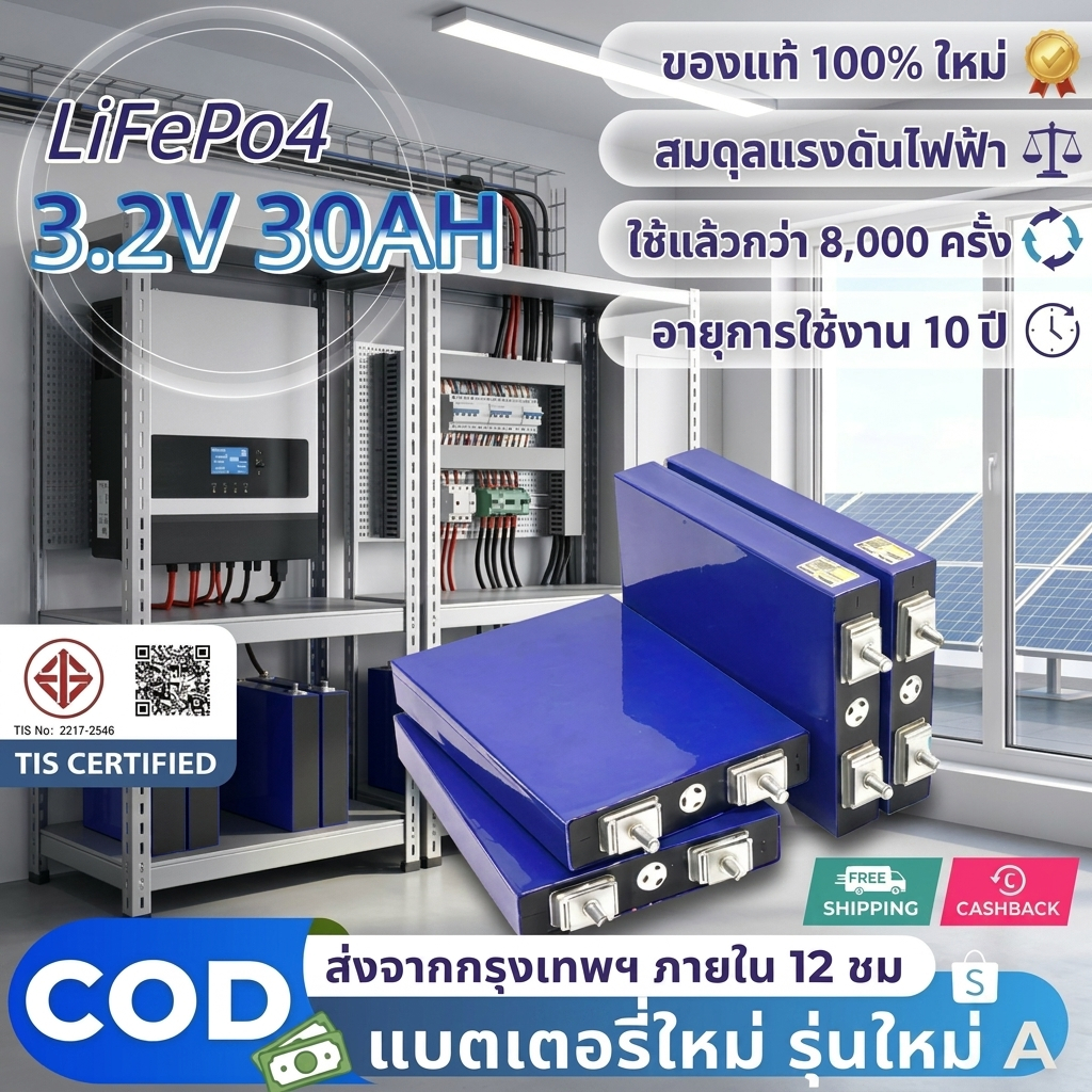 【ใหม่เอี่ยม】แบตลิเธียม 3.2V 30ah Lifepo4 6000 รอบแบตเตอรี ่ ลิเธียมไอออนพลังงานแสงอาทิตย ์สําหรับ แบตเตอรี่สำ