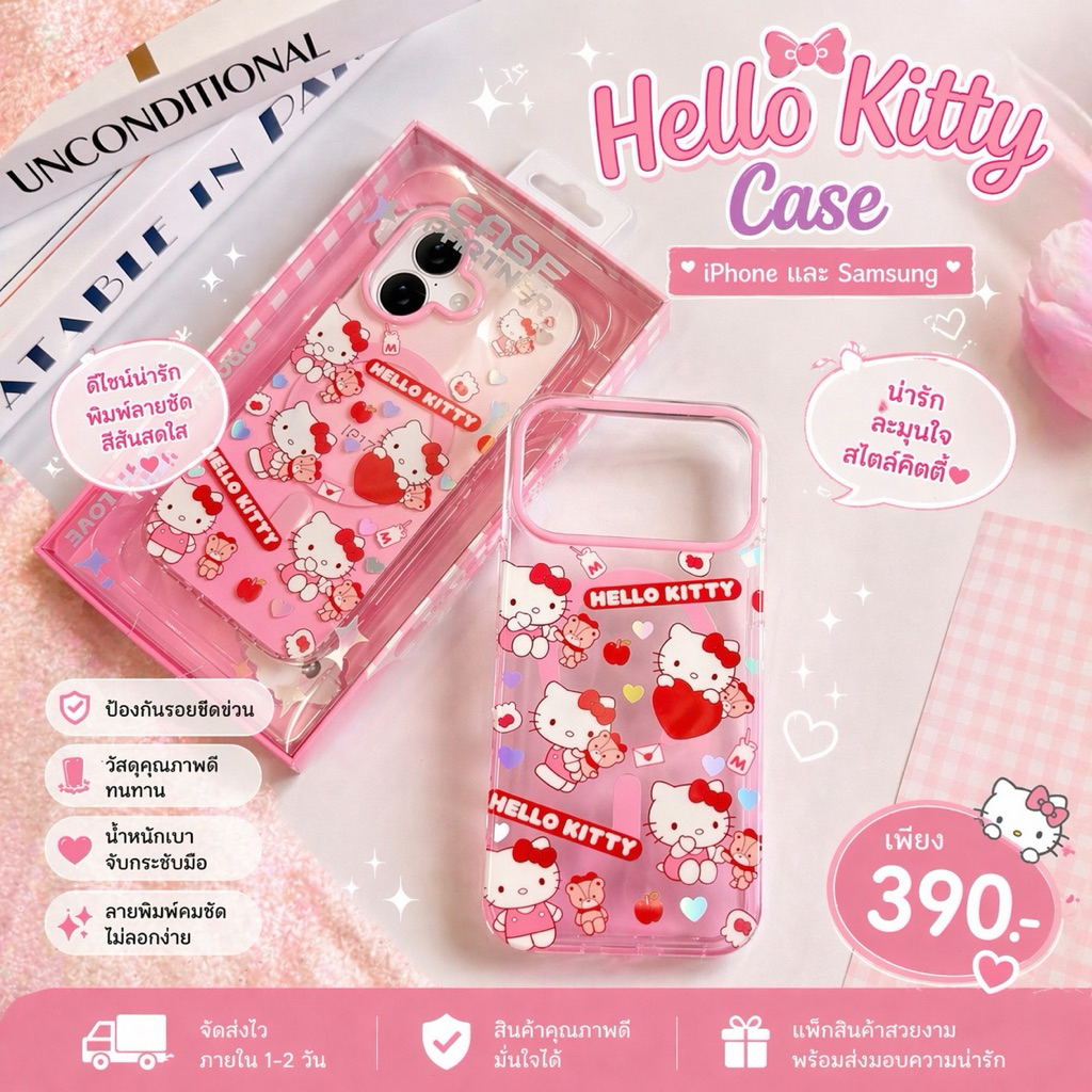 Supercase | Magnatic Kitty Case เคสชาร์จไร้สาย แม่เหล็ก คิตตี้ 13promax 14promax 15promax S24ultra S25ultra S26ultra
