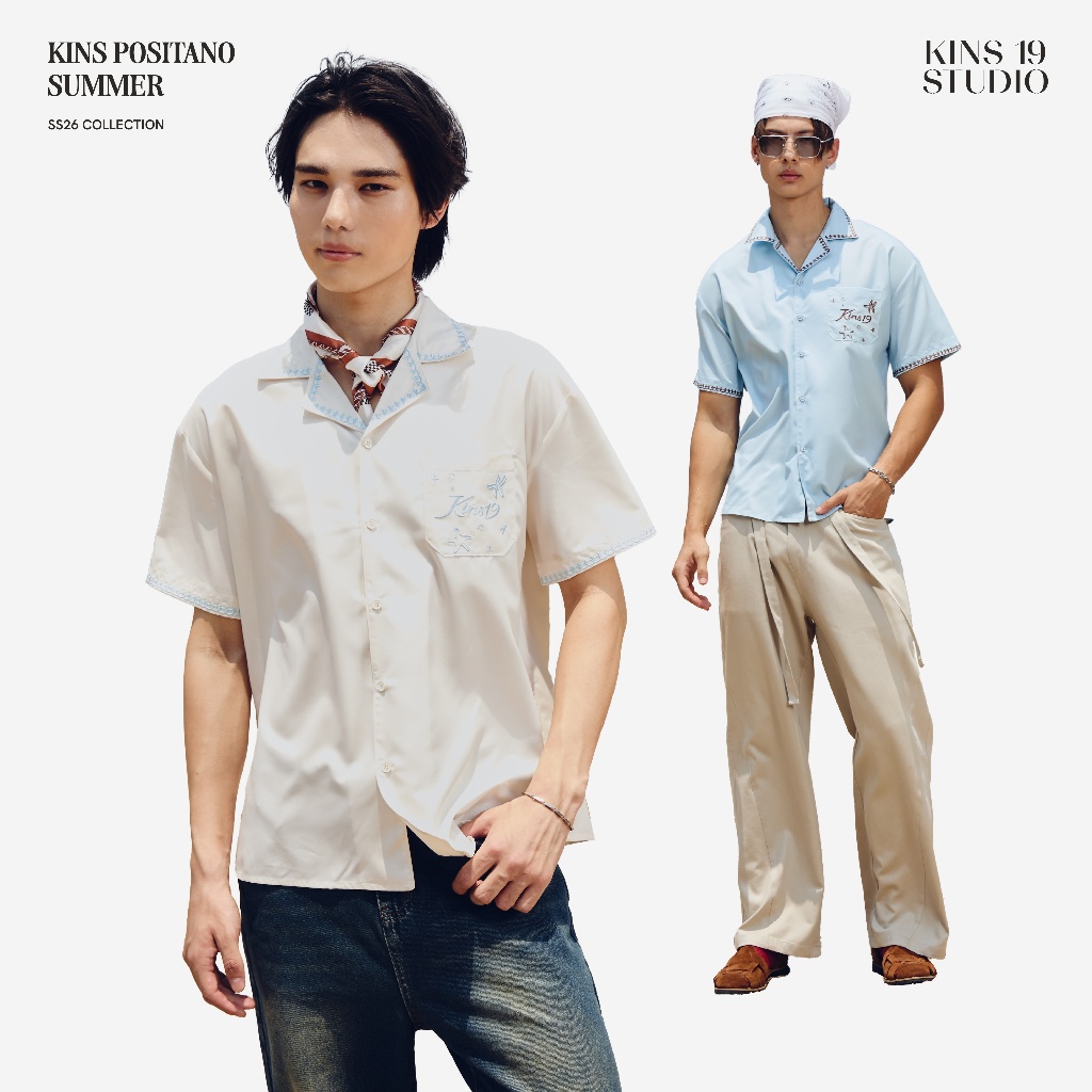 KINS 19 STUDIO |  KINS Voyage Embroidered Shirt เสื้อเชิ้ตแขนสั้นคินส์ [HW35]