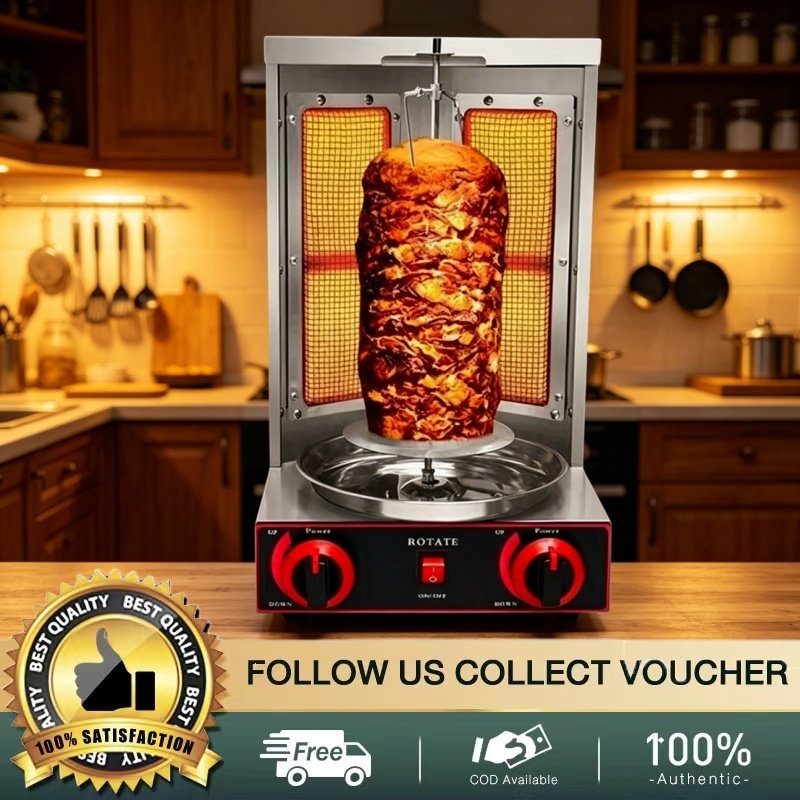 สแตนเลส Propane Doner Kebab Machine 2หัวอินฟราเรด เตาเคบับ 304 งานสแตนเลส เตาย่างเคบับแก๊ส Vertical Broiler With 2Burner