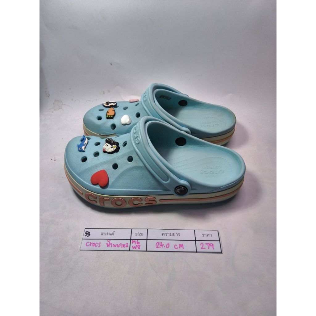 🔵53🔵➡️Crocs มือ2ของแท้✅️✅️ Sz.m6/w8 ยาว 24.0 cm. สวย สภาพดี ตำหนิการใช้งานตามภาพ -279-