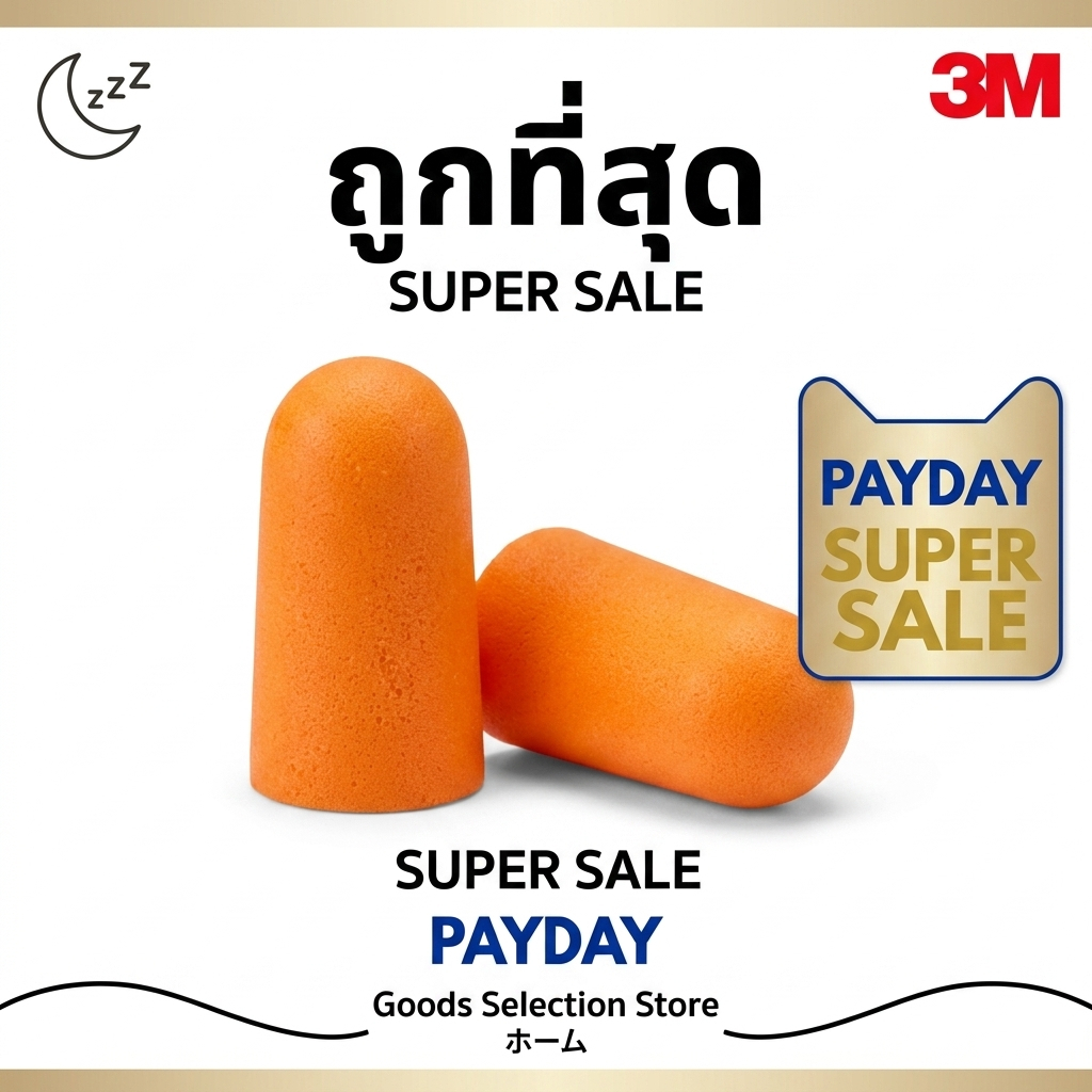 🔥พร้อมส่ง ใน 🇹🇭🔥ที่อุดหู 3M  สีส้ม แพ็ค 1 คู่ กันเสียงรบกวนสุด ๆ กันเสียงกรน  ซิลิโคนอุดหู