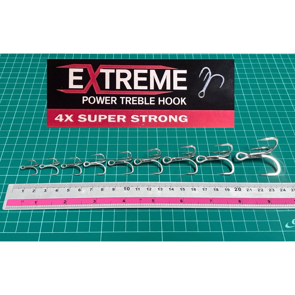เบ็ด3ทาง Extreme Treble  hook ความแข็ง4X ทนทาน ปลอดสนิม เหมาะสำหรับงานทะเล
