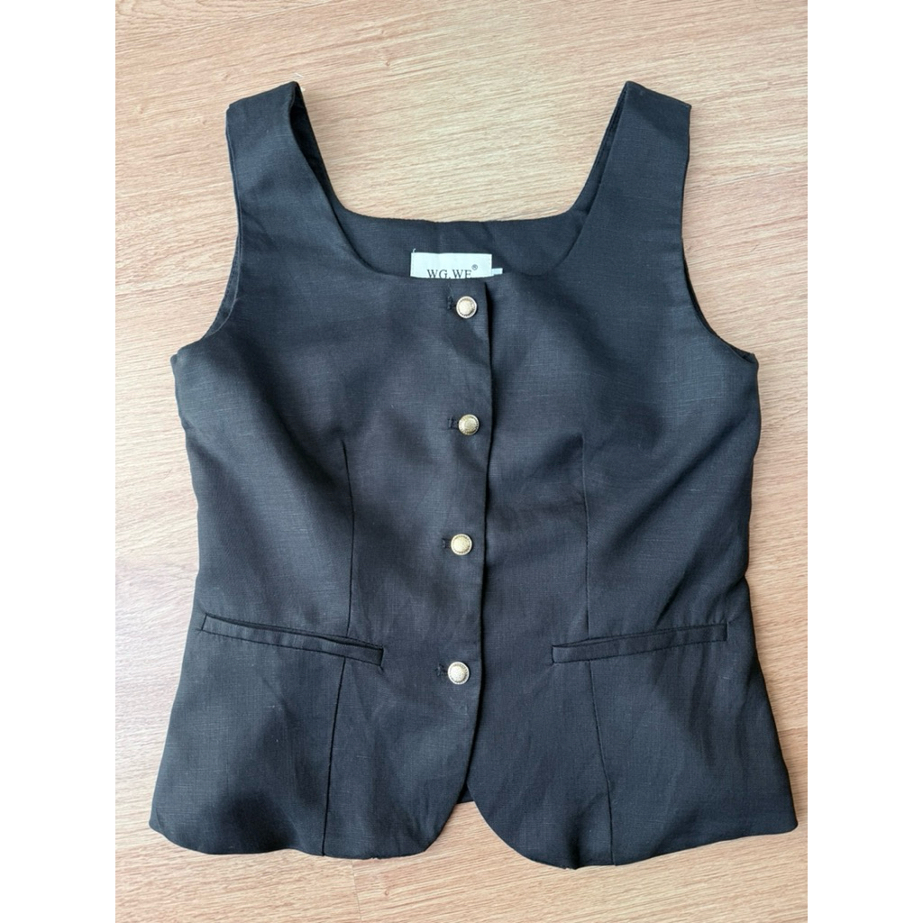 WG.WE เสื้อเวสแขนกุด vest สีดำ งานป้ายwg.we