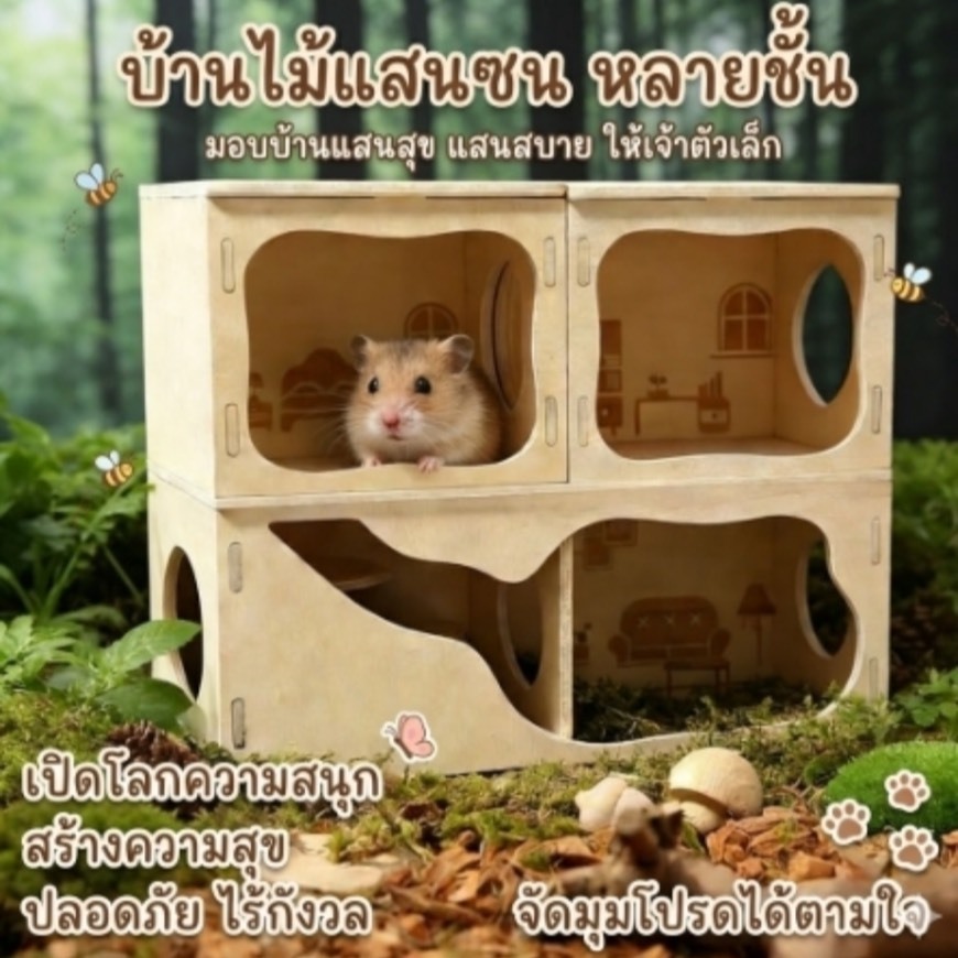 อุโมงค์หนู แสนซน ✅🐹 บ้านไม้หนู ต่อแบ่งห้องได้ แสนซน แบบต่อเอง พร้อมส่งด่วน