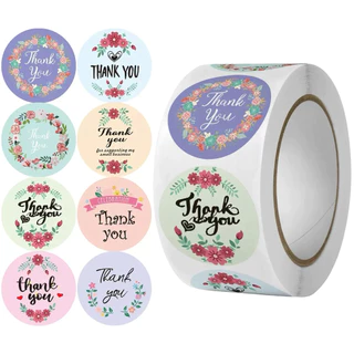สติกเกอร์ thank you 1ม้วน ( 500ดวง ) ขนาด2.5cm