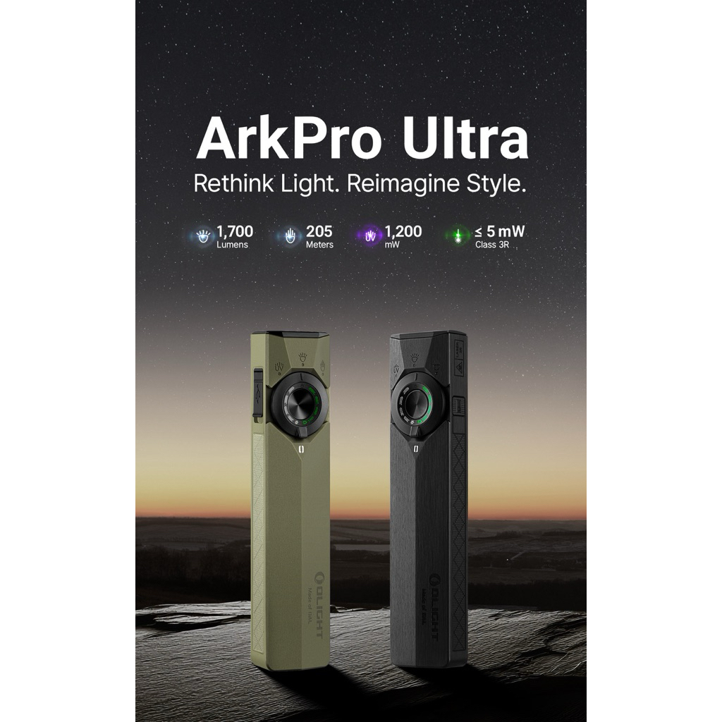 OLIGHT ArkPro Ultra 4ดวงไฟ 7รูปแบบแสง วัสดุพิเศษ OAL™