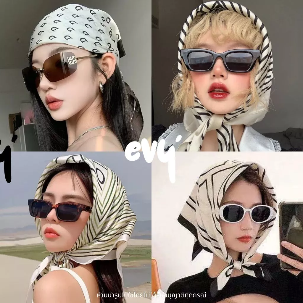 🔥พร้อมส่ง🔥 ผ้าโพกหัววินเทจ ผ้าคลุมหัว ผ้าพันคอซาติน【70x70 ซม】