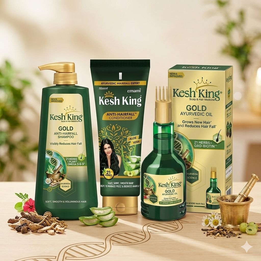 ✨️ซื้อในเซ็ตมีของแถม✨️ Kesh King Gold Set เซ็ตลดผมร่วง แชมพู 600ml + ออย 100ml + ครีมนวด สูตรสมุนไพร 21 ชนิด 200ml
