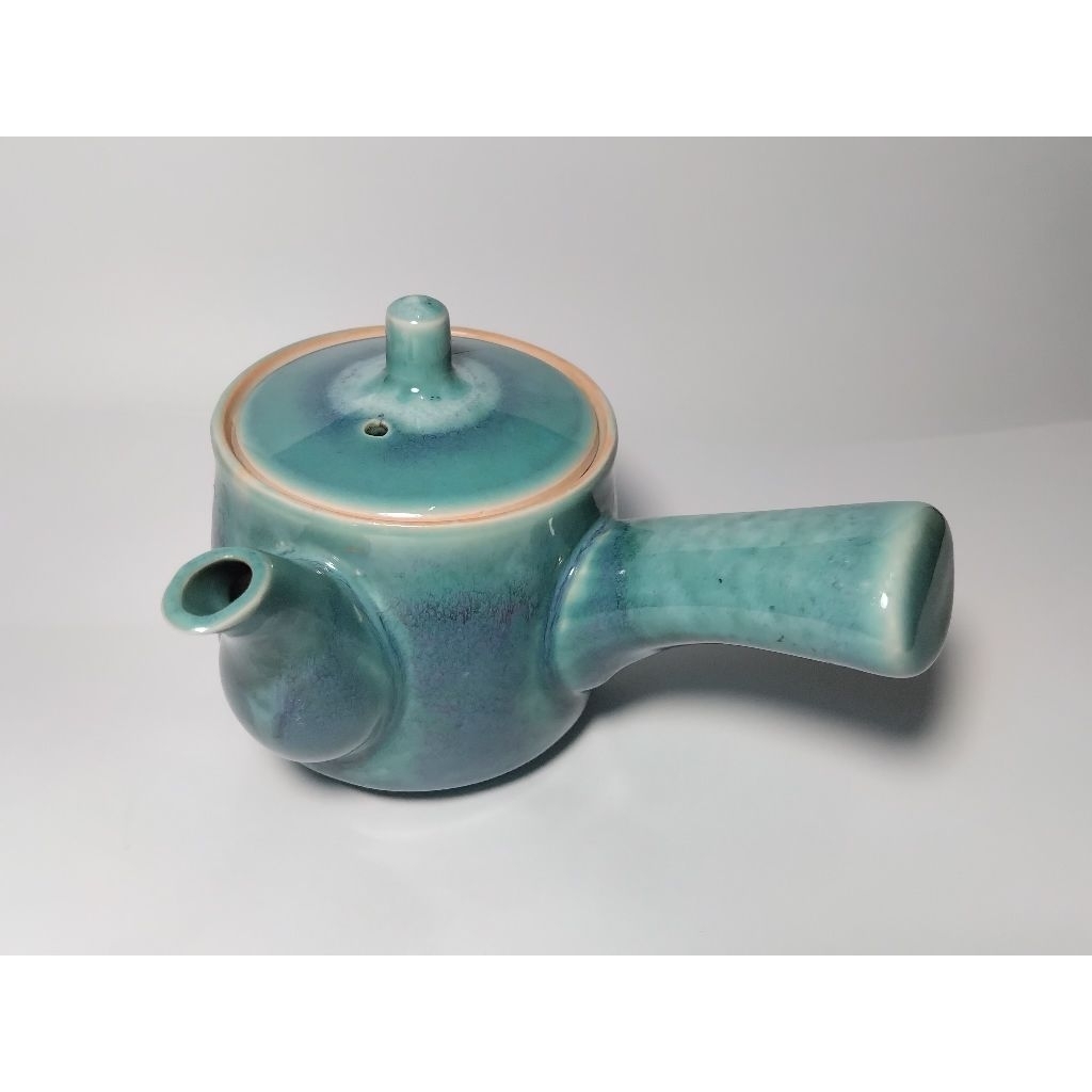 กาน้ำชา คิวซุ (Kyusu) สีฟ้าอมเขียวสไตล์ญี่ปุ่น