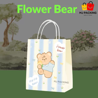 🛍️แพค 20 ใบ🛍️ถุงกระดาษลายน่ารัก หูหิ้วหนา พร้อมส่ง | ใส่ของขวัญ เบเกอรี่ แพ็คสินค้า คละลาย มี 4 ไซส์