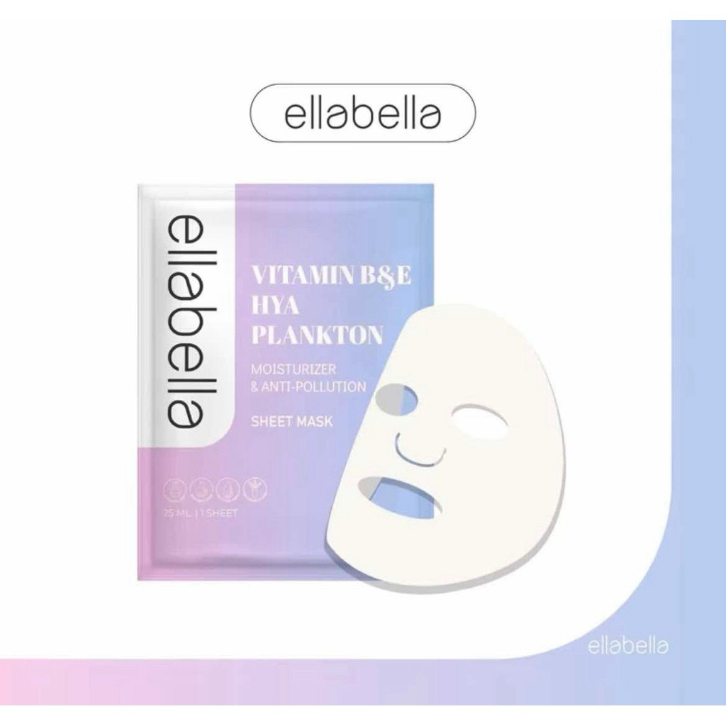 เอลลาเบลล่า วิตามิน แพลงก์ตอน ชีทมาส์ก 25 มล.(1แผ่น) VITAMIN B & E HYA PLANKTON SHEET MASK