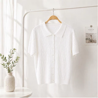 LITTLEMOM-เสื้อโปโลถักเกลียวแต่งกระดุมหน้า 8 เม็ด รุ่น MAX