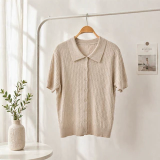 LITTLEMOM-เสื้อโปโลถักเกลียวแต่งกระดุมหน้า 8 เม็ด รุ่น MAX