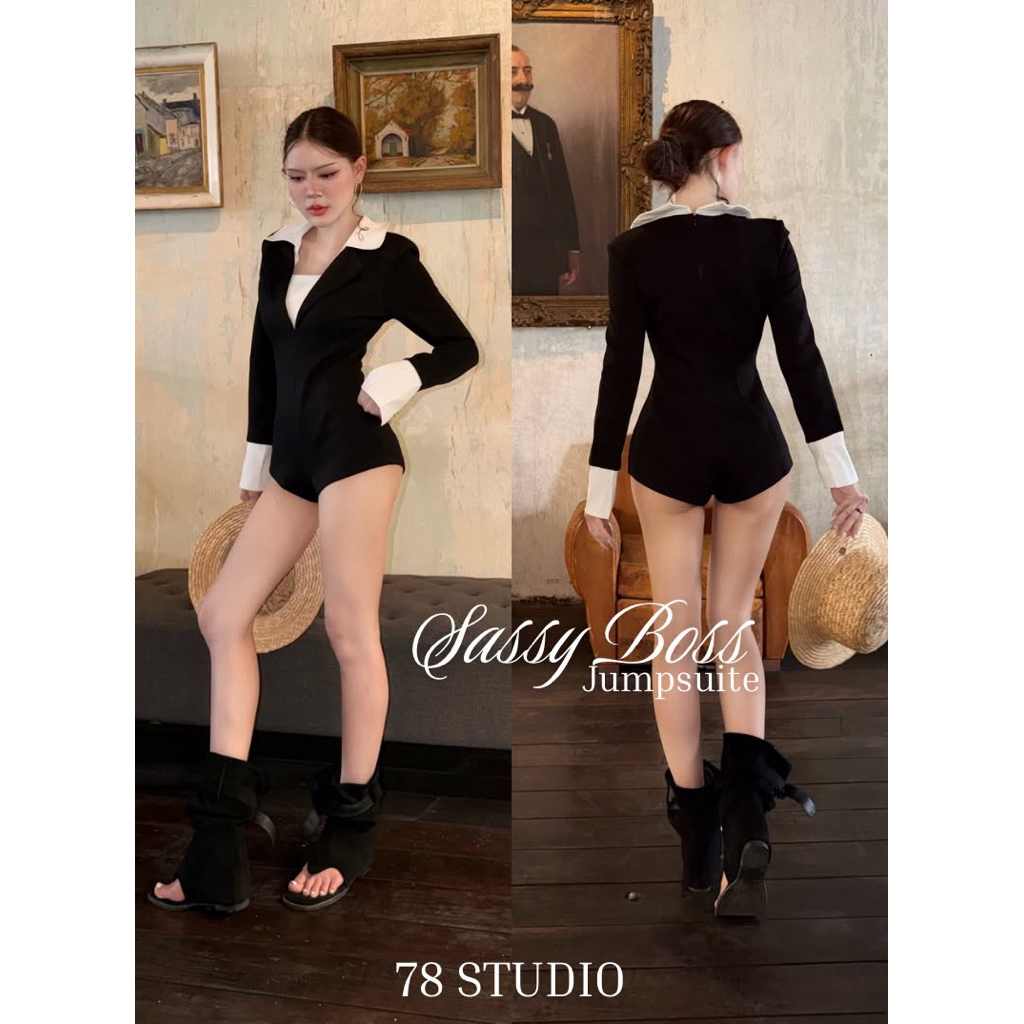 78 Studio - Sassy Boss จั๊มสูทสั้นเบลเซอร์เข้ารูป