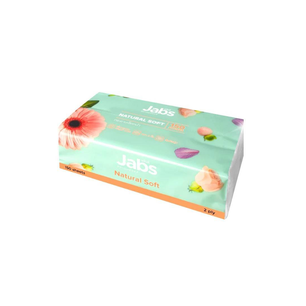 (1ห่อ) Jabs Natural Soft แจ๊บส์ เนเชอรัล ซอท์ฟ กระดาษทิชชู่ 2ชั้น 150แผ่นx1ห่อ (7519)