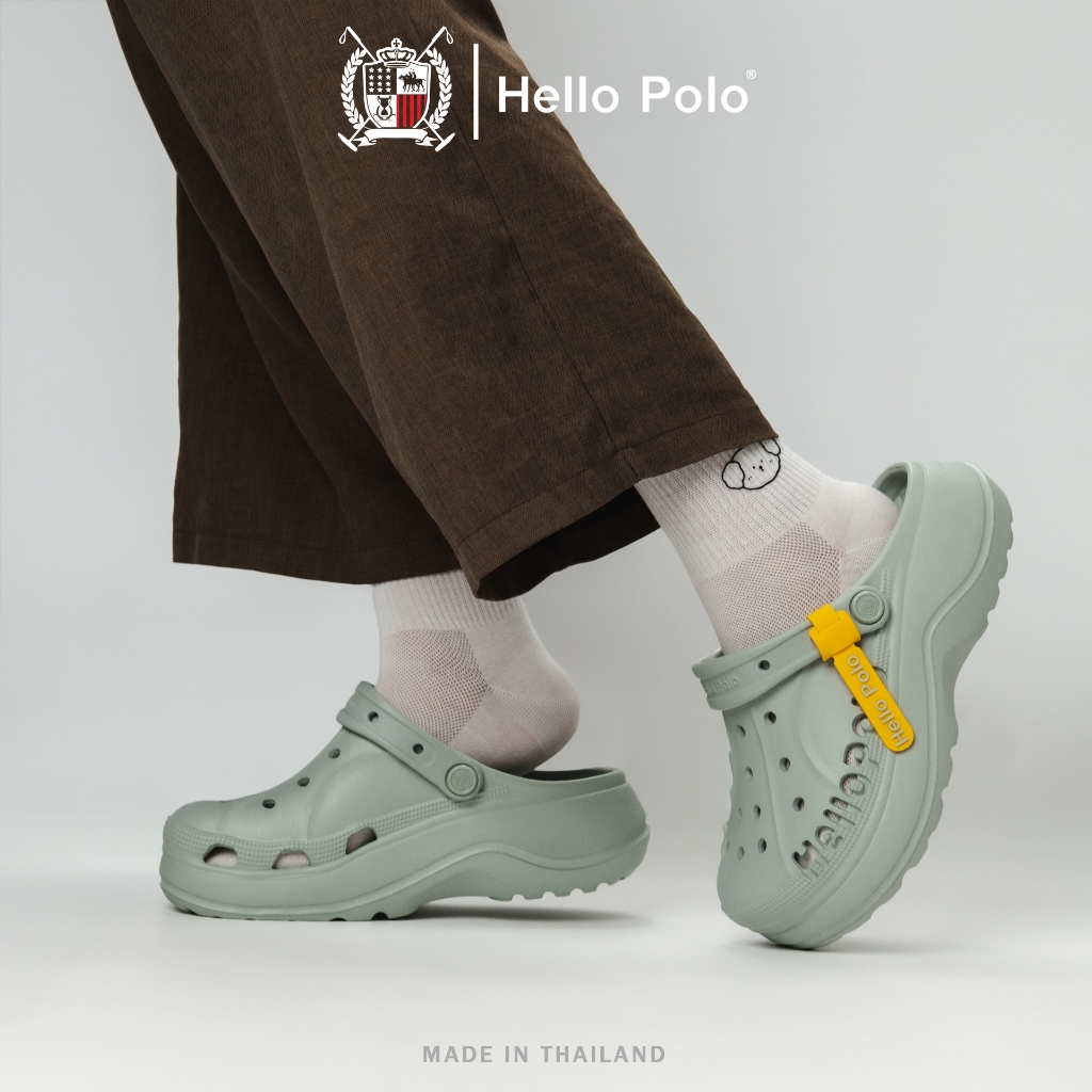 Hello Polo รองเท้าส้นตึกหัวโต รองเท้าแตะแบบสวม แฟชั่นทันสมัย วัสดุ EVA ใส่เดินสบาย ทรงสวย HP8067