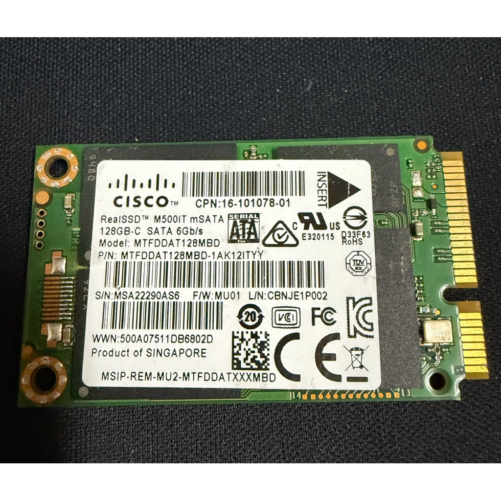SSD mSATA Cisco RealSSD 128GB SATA 6Gb/s มือสอง ใช้งานปกติ