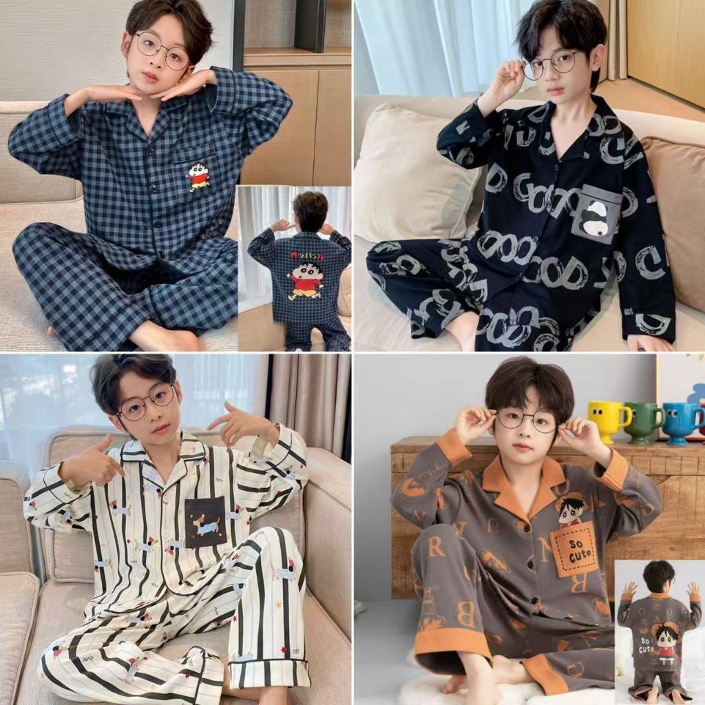 เสื้อผ้าของเด็กชาย,ชุดนอนวัยรุ่น,ผ้าฝ้ายคุณภาพสูง,ของใหม่เปิดตัวใหม่,เสื้อแขนยาว+กางเกงขายาว
