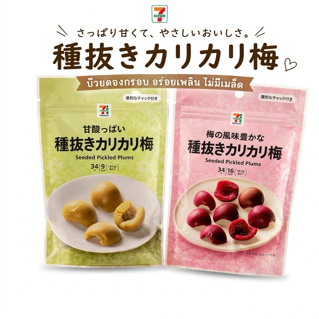 seeded Pickled Plums (บ๊วยดองกรอบ) จากเซเว่นญี่ปุ่น🇯🇵