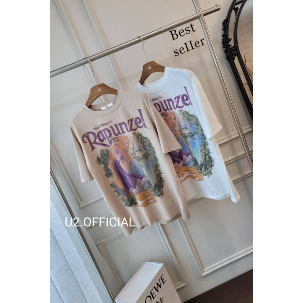 U2 เสื้อยืดพิมพ์ลายการ์ตูน ราพันเซล ผ้าคอตตอนเนื้อดี