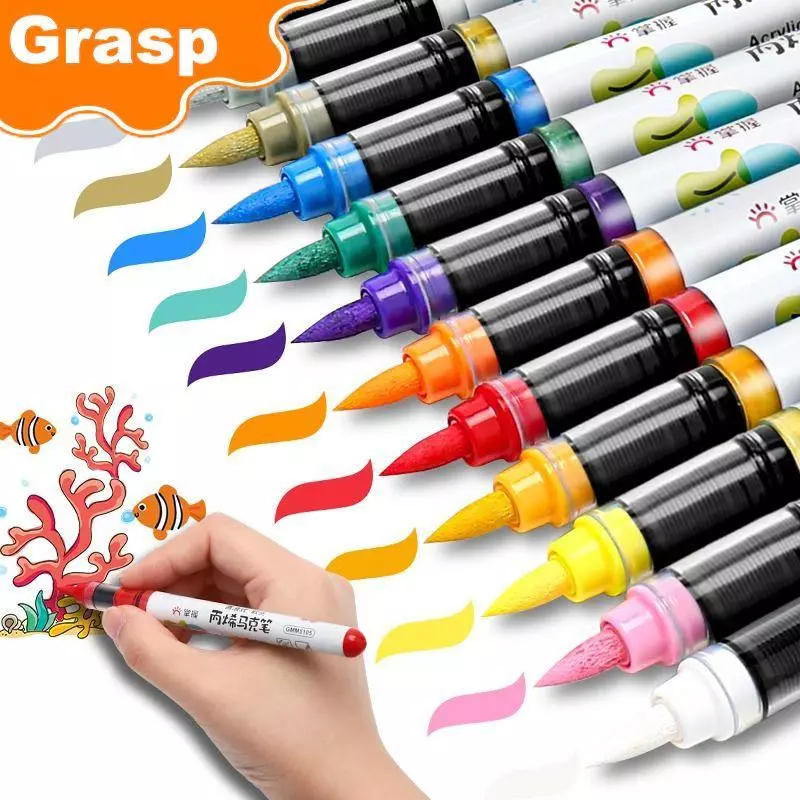 GRASP Marker ปากกาแปรงอะคริลิค 24/36/48 สีปลอดภัยสําหรับ Non-โปร่งใส & Stackable สี - ภาพวาดของขวัญ