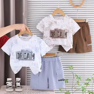 BEAR BABY ชุดลำลองเด็กทรงหลวม ชาย หญิง สีฟ้า สีน้ำตาล เด็กเล็ก-เด็กโต พิมพ์ลาย ผ้านุ่มใส่สบาย