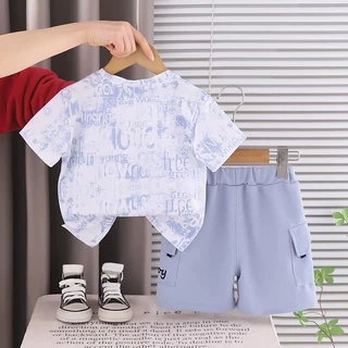 BEAR BABY ชุดลำลองเด็กทรงหลวม ชาย หญิง สีฟ้า สีน้ำตาล เด็กเล็ก-เด็กโต พิมพ์ลาย ผ้านุ่มใส่สบาย