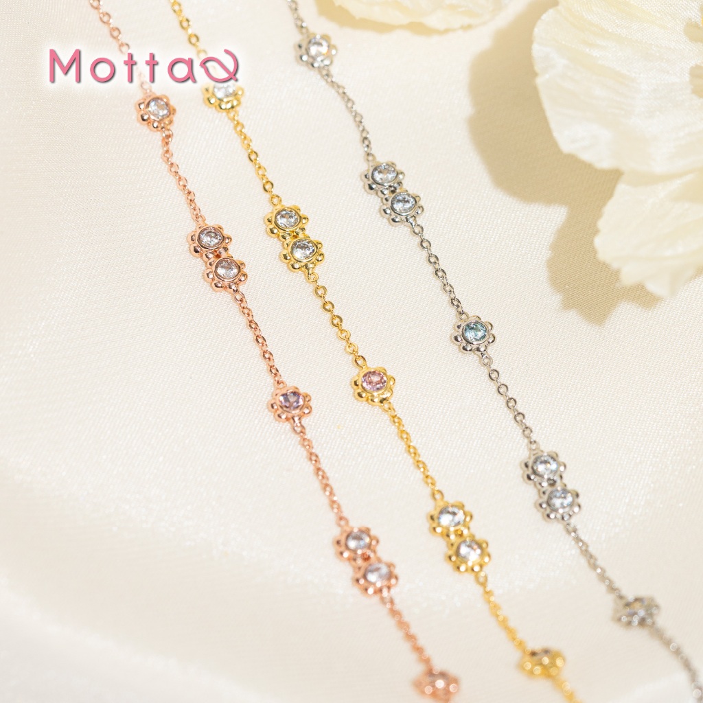 Motta Morning Boom Collection สร้อยข้อมือชุบทองคำขาว ดีไซน์เรียบง่าย รับประกันไม่แพ้ไม่คัน Nickel Free