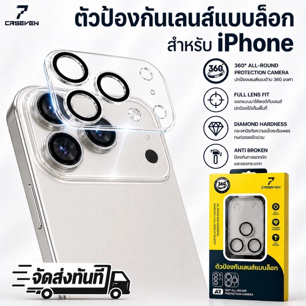 JC168(013) ฟิล์มกันรอยกล้อง ตัวป้องกันเลนส์แบบครอบถึงฐาน แบบด้าน สำหรับIphone 17-17Pro max