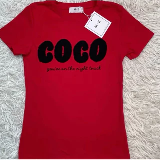 เสื้อยืดคอกลมแขนสั้น รีดเพชรลาย coco ป้าย ME