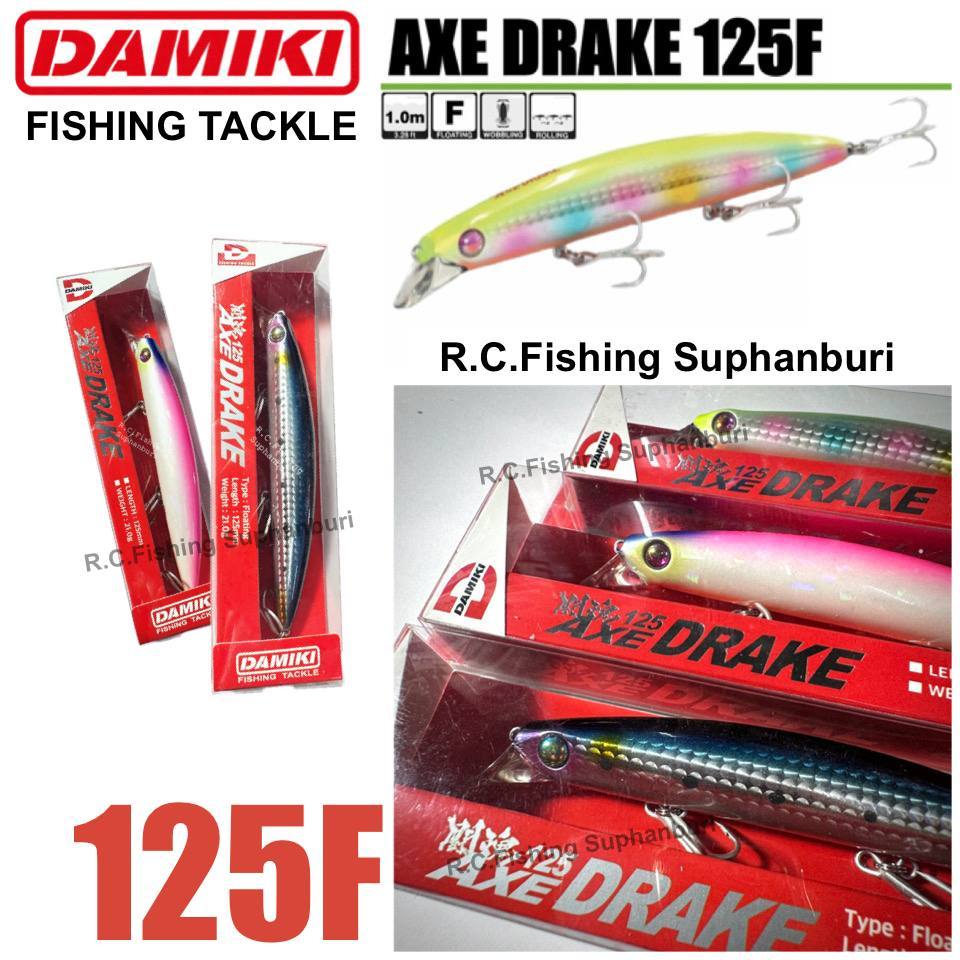 Damiki Axe Drake 125F เหยื่อมินโนว์ผิวน้ำ 21g. ปลากะพง ปลาสาก ปลาชะโด Fishing Lure Floating Minnow for Sea Bass
