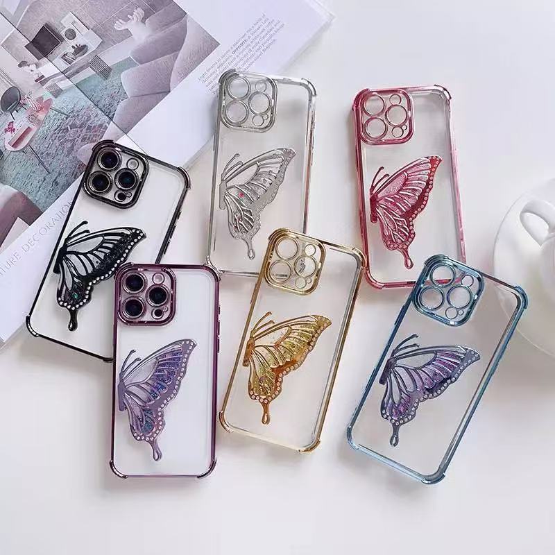 ส่งจากไทย เคสสำหรับ OPPO Find X9 X9pro เคสใส ขอบสี ผีเสื้อ ตั้งได้ กันกระแทก สุดหรูQ4