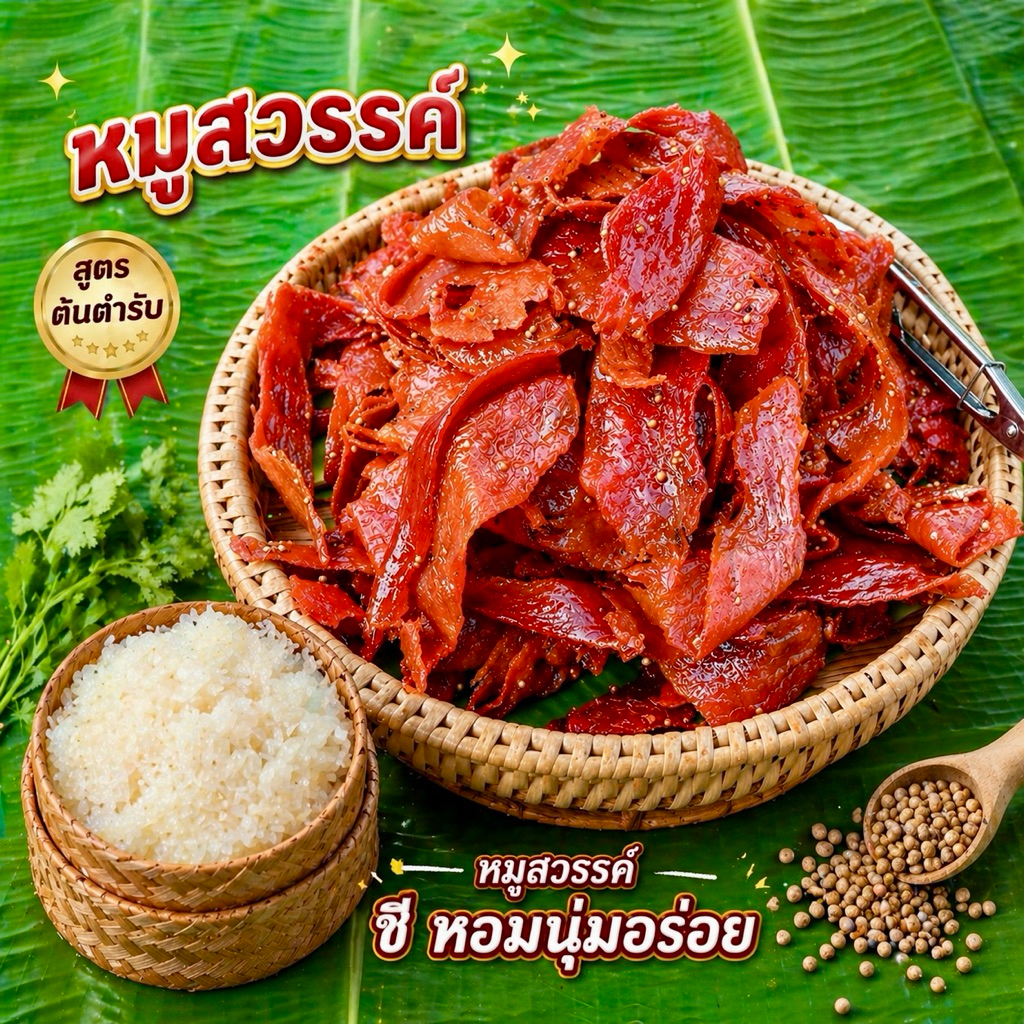 หมูสวรรค์นุ่มรสชาติหวานเค็มกลมกล่อม หอมเครื่องเทศ อร่อย เกรดA ไม่ใส่สารกันเสีย