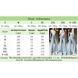 S~5XL Flared wide-leg jeans กางเกงยีนส์ขายาวทรงบานแต่งขอบลูกไม้สุดอินเทรนด์ สไตล์ใหม่ปี 2026 เอวสูง ทรงหลวม ขากางเกงตรง