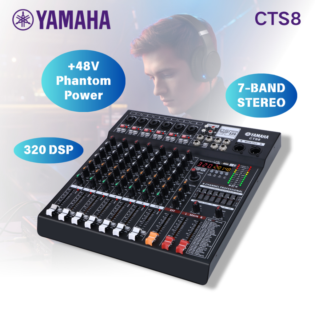 YAMAHA/CTS8 มิกเซอร์บลูทูธ 8 Channel 320 DSP Effects 7 Band EQ Mixer Digital มิกเซอร์เอฟเฟค แท้