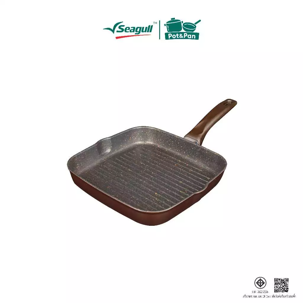 Seagull กระทะย่างสี่เหลี่ยมนอนสติ๊ก กลาดิเอเตอร์ โปร อินดักชั่น ขนาด 24ซม. Gladiator Pro Non-stick Square Grill Pan