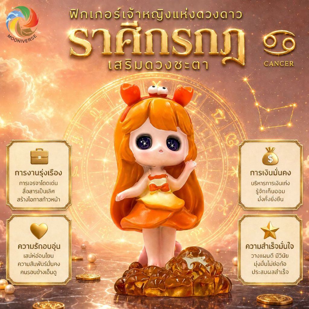 Art Toy โมเดลฟิกเกอร์ เจ้าหญิงแห่งดวงดาว ราศีกรกฎ เสริมดวงชะตา การเงินการงานโชคลาภ คริสตัล ของขวัญ
