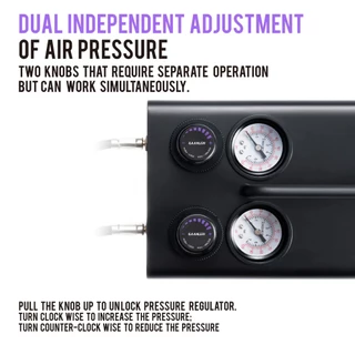 Gaahleri GT-918 ปั๊มลมแอร์บรัช 1L เสียงเงียบ 44dB มีถังพักลม ต่อได้ 2 หัวพร้อมกัน รับประกัน 3 ปี สำหรับพ่นโมเดล