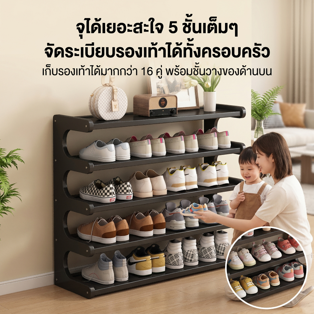 🌾ชั้นวางรองเท้า ชั้นวางรองเท้ากันน้ํา ชั้นวางรองเท้านอกบ้าน ทนทาน แข็งแรง ประหยัดพื้นที่ รับน้ำหนักได้เยอะ รูปที่ 6