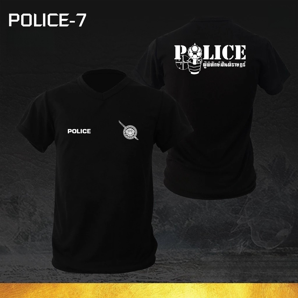 เสื้อยืดคอกลมผ้าฝ้ายพิมพ์ลายตำรวจ S-5XL สำหรับผู้ชายและผู้หญิง แฟชั่นใหม่