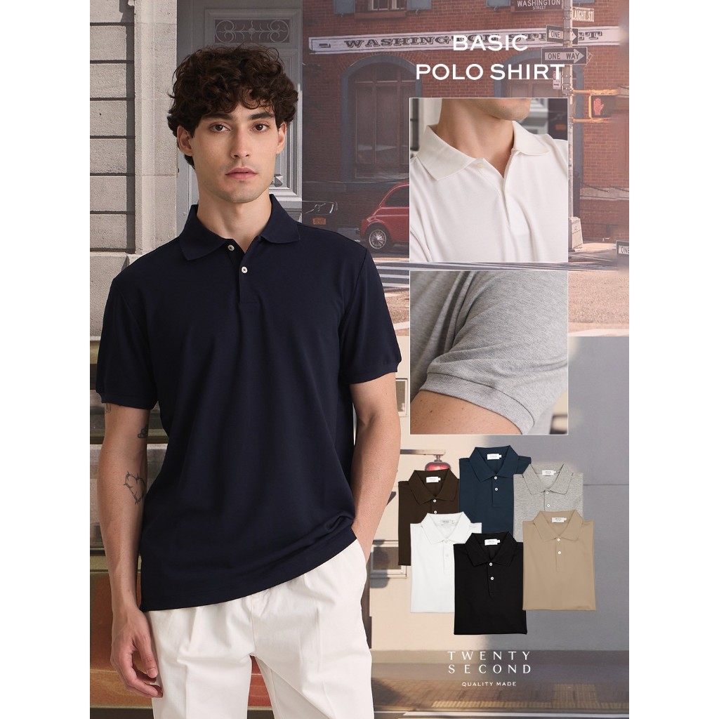 TWENTYSECOND เสื้อโปโลแขนสั้น ผ้าคอตต้อน รุ่น Basic Polo Shirt