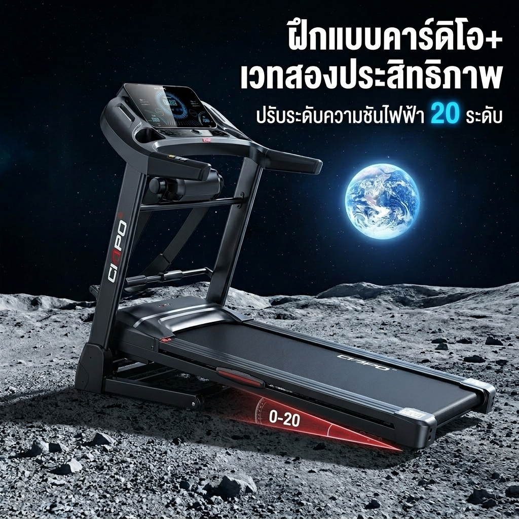 ลู่วิ่งไฟฟ้า ลู่วิ่ง C2  ปรับความชันไฟฟ้า 20°  แรงม้า 5.0HP รับน้ำหนัก 300 กก.  พับไฮดรอลิก+ลำโพงบลูทูธ ราคา ถูกที่สุด ดีลบีเคเค แกลเลอรีภาพที่ 2