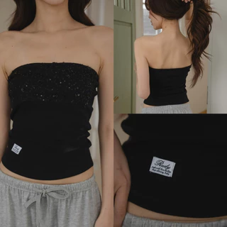 RUDY - HALF MOON เสื้อเกาะอกผ้ายืดแต่งเลื่อมที่อก
