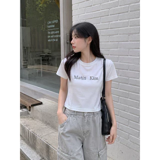 พร้อมส่ง / เสื้อครอป ❤️💯❤️ MATIN KIM - LOGO CROP TOP ส่งสินค้าทุกวัน ส่งเร็ว