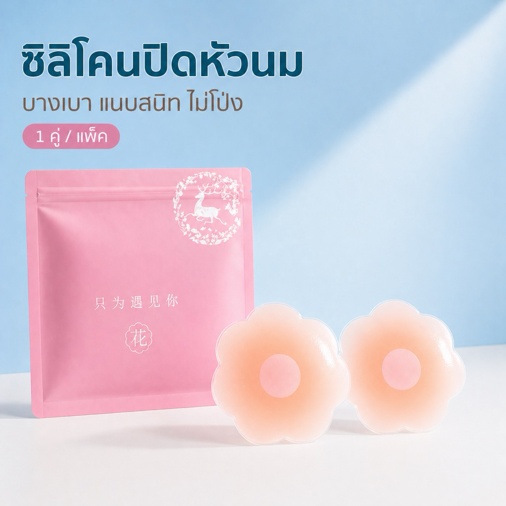 Palyo ซิลิโคนปิดจุก กันน้ำ กันเหงื่อ เนียนผิว ใช้ซ้ำได้ พร้อมส่งญิง กลม/ดอกไม้ 1-3