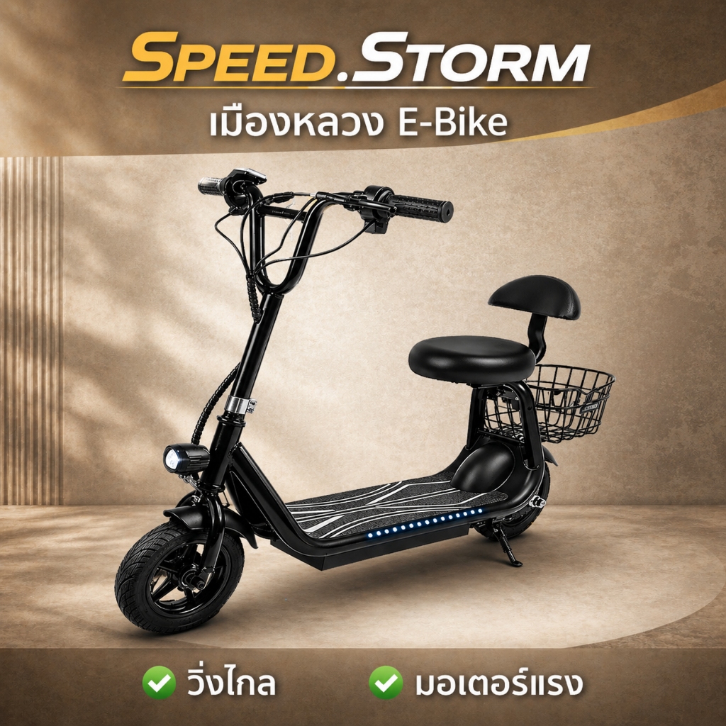 สกู๊ตเตอร์ไฟฟ้า 36V แบตเตอรี่ลิเธียม ระยะทางวิ่ง 30 กม รับน้ำหนักได้ 90กก สามารถใส่ลงในท้ายรถยนต์ได้